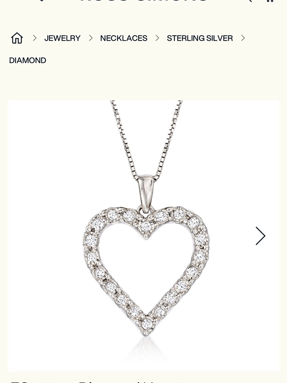 Ross-Simons .30 ct. t.w. Diamond Heart Pendant Necklace in Sterling Silver